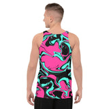 Pink Turquoise and Black Abstract Melt Unisex Rave Tank Top | EDM Festival Fashion | BigTexFunkadelic