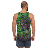 (Backside) Galaxy Weed Print | 420 Munchies Stoner Weed Cat Unisex Tank Top | All Over Print Clothing | BigTexFunkadelic