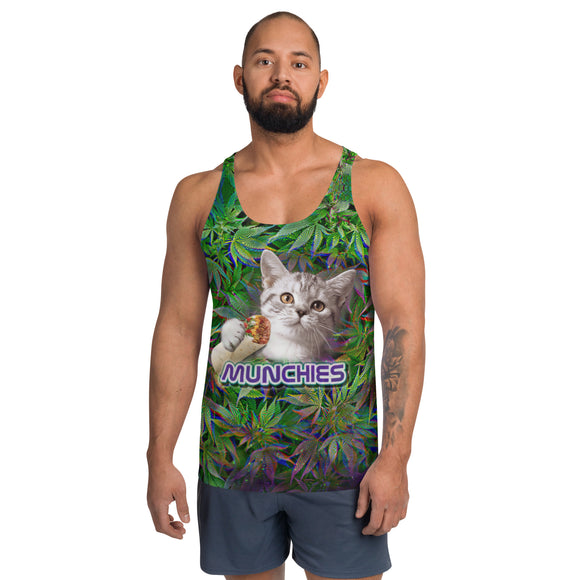 420 Munchies Stoner Weed Cat Unisex Tank Top | All Over Print Clothing | BigTexFunkadelic