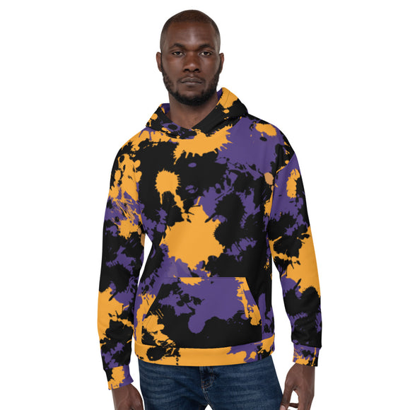 Purple Gold and Black Legends Paint Splatter Pullover Hoodie | BigTexFunkadelic