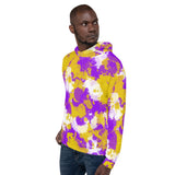 Purple Gold and White Paint Splatter Pullover Hoodie | BigTexFunkadelic