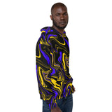 Yellow Blue and Black Oil Spill Pullover Hoodie | BigTexFunkadelic