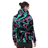 Teal and Pink Psychedelic Melt Pullover Hoodie | BigTexFunkadelic