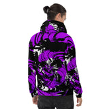 Psychedelic Purple Hypno Rave Zebra Pullover Hoodie | BigTexFunkadelic
