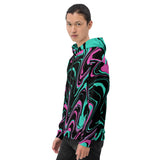 Teal and Pink Psychedelic Melt Pullover Hoodie | BigTexFunkadelic