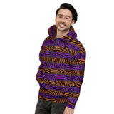 Orange and Purple Spooky Stripes Pullover Hoodie | Halloween | BigTexFunkadelic
