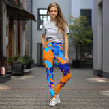 Blue and Orange Paint Splatter Yoga Leggings | BigTexFunkadelic