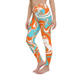 Orange Turquoise and White Oil Spill Yoga Leggings | BigTexFunkadelic