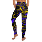 Yellow Blue and Black Oil Spill Yoga Leggings | BigTexFunkadelic