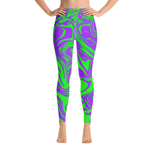 Purple and Green Slime Melt Yoga Leggings | BigTexFunkadelic