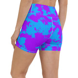 Purple and Blue Paint Splatter Rave Ready Yoga Shorts w/ Inside Pocket | BigTexFunkadelic