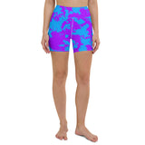 Purple and Blue Paint Splatter Rave Ready Yoga Shorts w/ Inside Pocket | BigTexFunkadelic