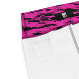 Pink and Black Rave Glitch Splatter Yoga Shorts w/ Inside Pocket | BigTexFunkadelic