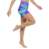 Purple Mint Rave Zebra Stripe Rave Ready Yoga Shorts w/ Inside Pocket | BigTexFunkadelic