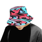 Red and Blue Rave Glitch Bucket Hat | Rave Accessories | BigTexFunkadelic