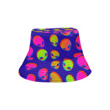 Neon Alien Blast Reversible Rave Bucket Hat | UV Blacklight Reactive | BigTexFunkadelic