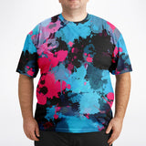 Pink and Blue Paint Splatter Plus Size Big and Tall Unisex T-Shirt | BigTexFunkadelic