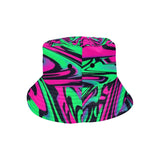 80s Pink and Green Wave Glitch Bucket Hat | Rave Accessories | BigTexFunkadelic