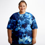 Blue Paint Splatter Camo Plus Size Unisex T-Shirt | BigTexFunkadelic