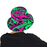 80s Pink and Green Wave Glitch Bucket Hat | Rave Accessories | BigTexFunkadelic