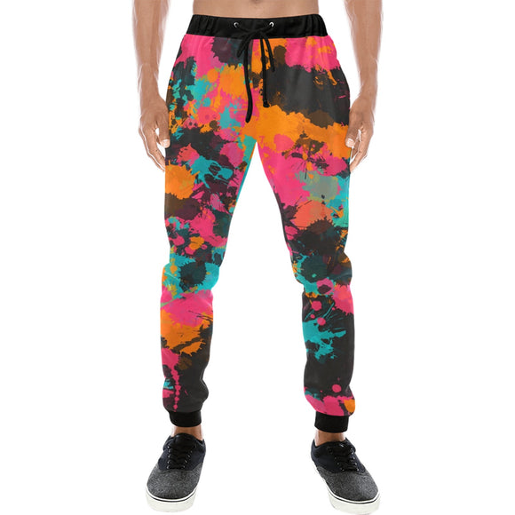 Fiesta Colors Paint Splatter Men's All Over Print Jogger Sweatpants | BigTexFunkadelic