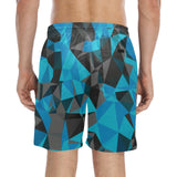 Blue and Black Geo Print Swim Shorts | BigTexFunkadelic