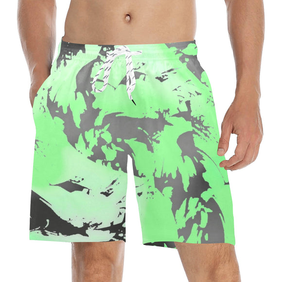 Tropical Green Ombre Graffiti Splatter Swim Shorts | BigTexFunkadelic