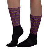 Orange and Purple Spooky Stripes Crew Socks | Halloween | BigTexFunkadelic