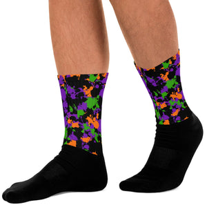 Witch's Paint Splatter Crew Socks | Halloween | BigTexFunkadelic