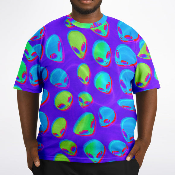 Purple Alien Vapor Glitch Plus Size Big and Tall Unisex T-Shirt | BigTexFunkadelic