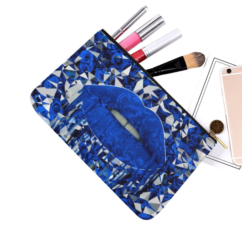 Blue Rose Graffiti Lips Canvas 8''x 6'' Carry-All Zipper Pouch ...