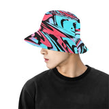 Red and Blue Rave Glitch Bucket Hat | Rave Accessories | BigTexFunkadelic