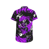 Psychedelic Purple Hypno Rave Zebra Short Sleeve Button Up Shirt | BigTexFunkadelic
