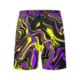 Purple Yellow and Black Psychedelic Melt Swim Shorts | BigTexFunkadelic