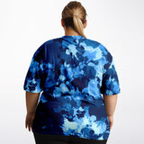 Blue Paint Splatter Camo Plus Size Unisex T-Shirt | BigTexFunkadelic
