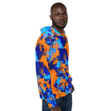Blue and Orange Paint Splatter Pullover Hoodie | BigTexFunkadelic