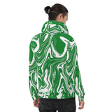 Green and White Oil Spill Pullover Hoodie | BigTexFunkadelic