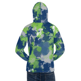 Blue Green and Grey Paint Splatter Pullover Hoodie | BigTexFunkadelic