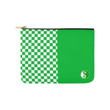 420 Green and White Checker Split Yin-Yang Canvas 8''x 6'' Carry-All Zipper Pouch | BigTexFunkadelic
