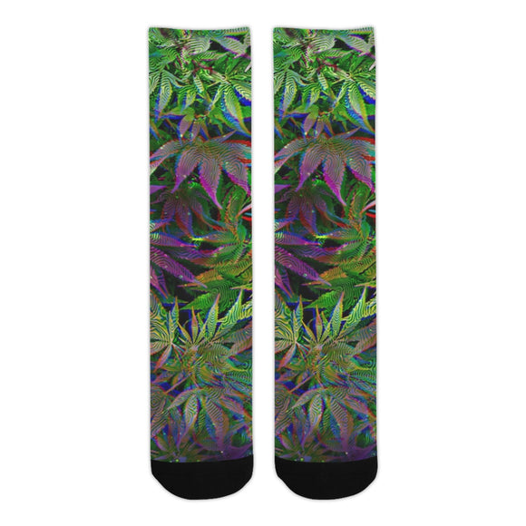 Galaxy Weed Print Smooth-Touch Unisex Crew Socks | Crazy Socks | BigTexFunkadelic
