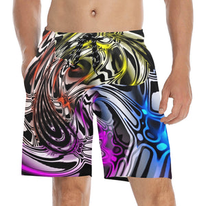 Color Melted Zebra Warp Rave Swim Shorts | BigTexFunkadelic