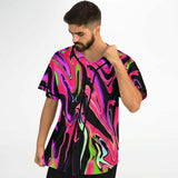 Pink and Black Psychedelic Rave Baseball Jersey