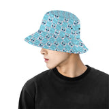 Light Blue Alien Checkered Print Reversible Rave Bucket Hat | UV Blacklight Reactive | BigTexFunkadelic