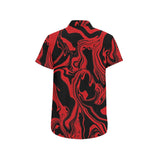 Red and Black Slime Oil Spill Short Sleeve Button Up Shirt | BigTexFunkadelic