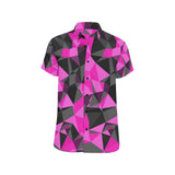 Pink and Black Geo Print Short Sleeve Button Up Shirt | BigTexFunkadelic