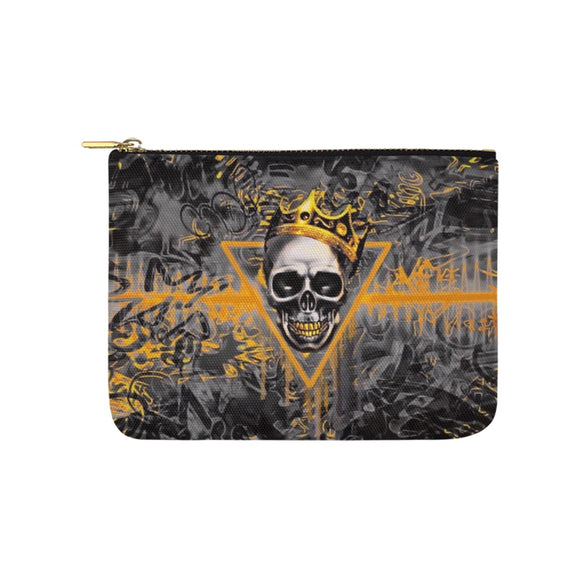 Black and Gold Skull King Graffiti Canvas 8''x 6'' Carry-All Zipper Pouch | BigTexFunkadelic