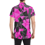 Pink and Black Geo Print Short Sleeve Button Up Shirt | BigTexFunkadelic