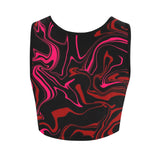 Pink Red and Black Abstract Melt Crop Top | BigTexFunkadelic