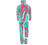 Turquoise Pink and White 90s Fiesta Waterproof "Hazmat Suit" Onesie Jumpsuit (Tall Fit) | BigTexFunkadelic
