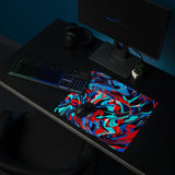 Turquoise, Red and Blue Warp Melt Gaming Mouse Pad | 18" x 16" | PC Gaming Setup | BigTexFunkadelic